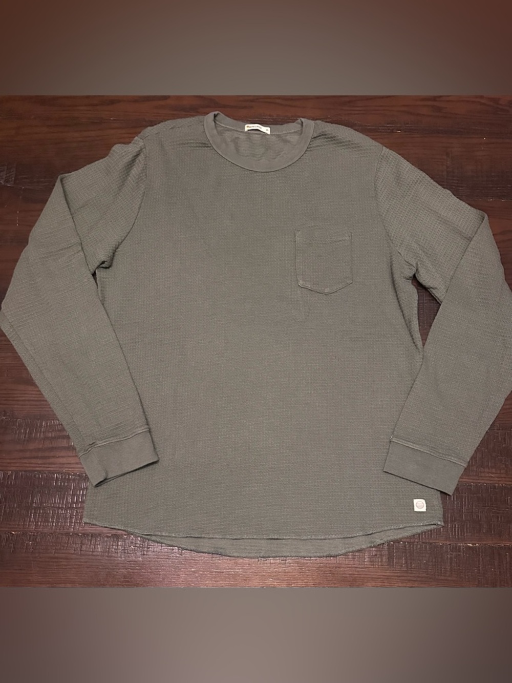 Marine Layer Box Waffle Long-Sleeve Crew Neck T Shirt green XL